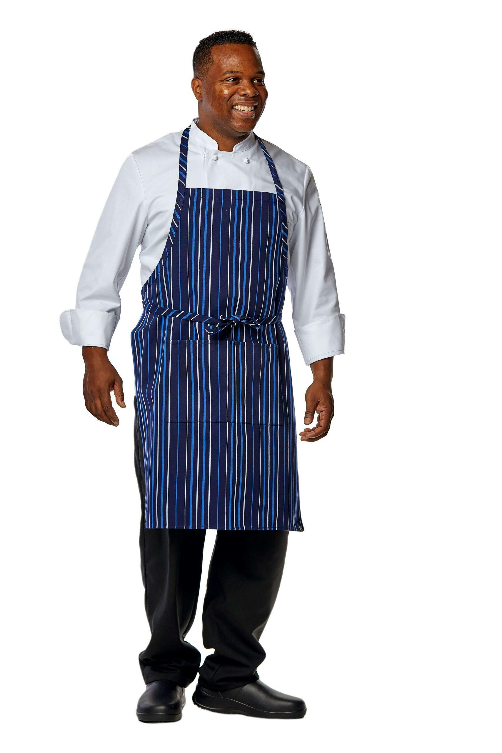 Navy Blue Apron with Multi-Colored Stripes Navy Blue Apron with Multi-Colored Stripes