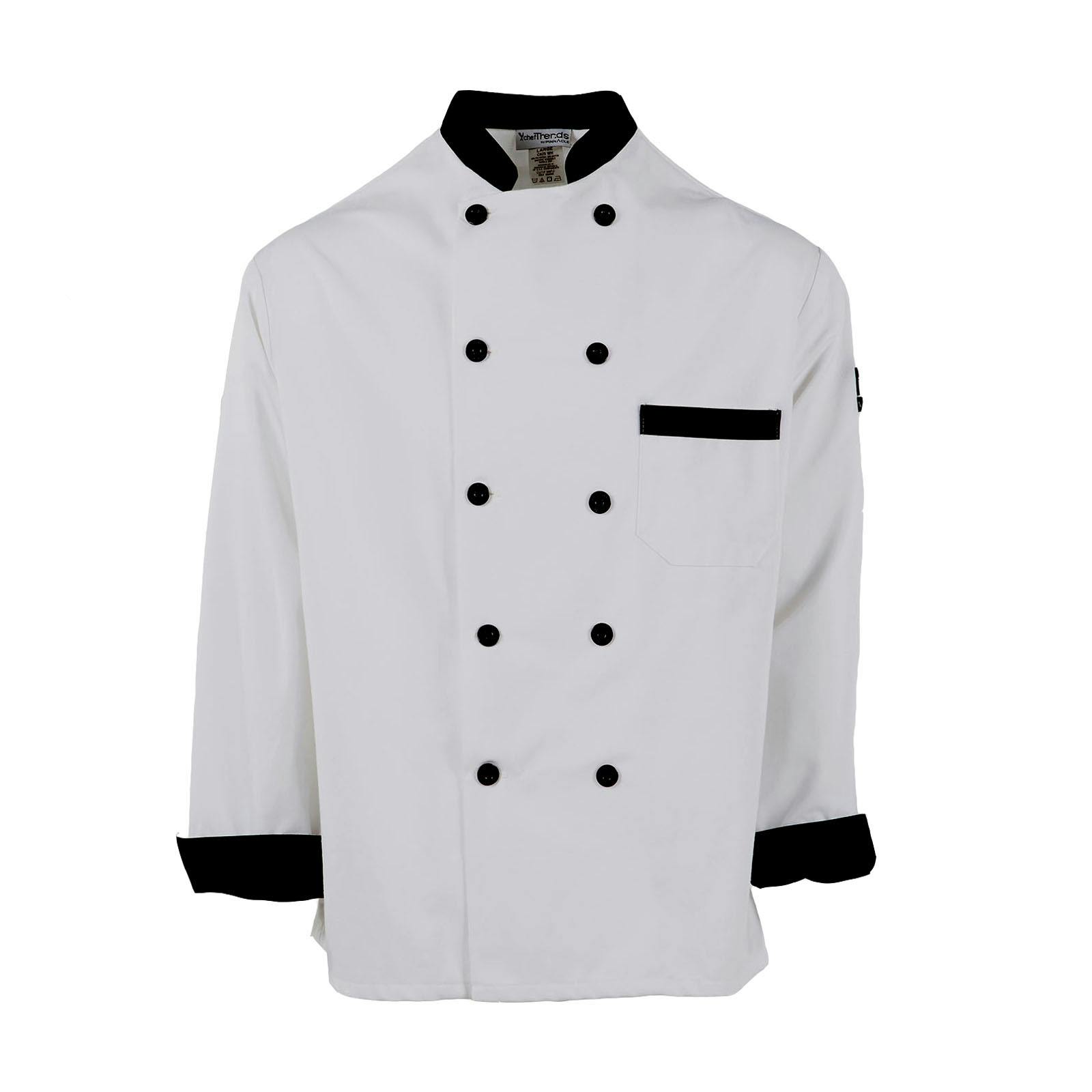 Pinnacle Long-Sleeve Black Trim Chef Coat